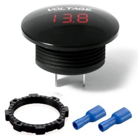 Wiredco 2X Round Red LED Voltmeter Voltage Display 12-24VDC Battery Box, Go Kit, 2Pcs.