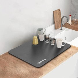JJJ.FEB Drying Mat Dish Drying Mat Absorbent Mat Roll-up Storage, Quick Drying, Anti-Slip, Oil-Resistant, Heat Diaphragm, Easy to Clean (30x40cm, Gray)
