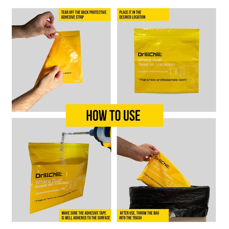 DrillChill Drilling Dust Catcher Bags - 30PCS Disposable Yellow Dust