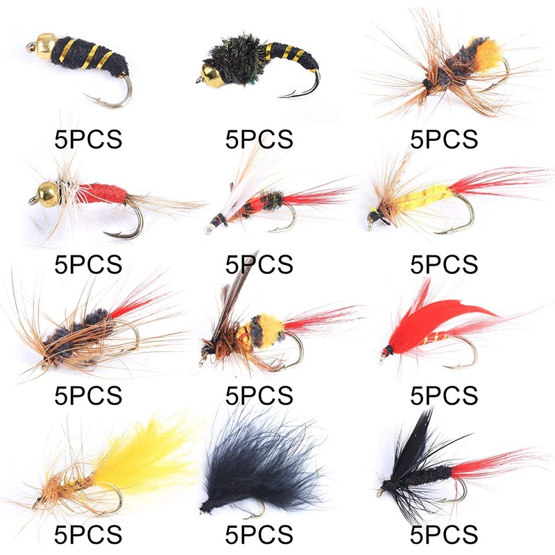 Maxcatch 120 pcs Fly Fishing Flies Kit Handmade Assortment Dry/Wet