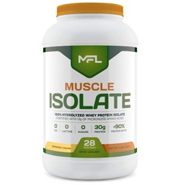 MUSCLE FOOD LABS MFL 100% Isolate Protein l 30g of Protein l 12g Amino Acids l Keto Friendly l Low Carbs l 2 lbs. (Banana Cream)