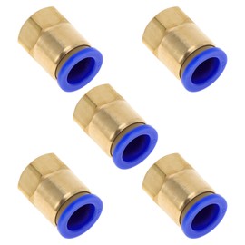 HOPESPANNER Push to Connect Air Fittings 1/2" Female Thread Air Line Quick Connector Plastic Metal 3/8"BSPT 5 Pcs Blue Gold Tone