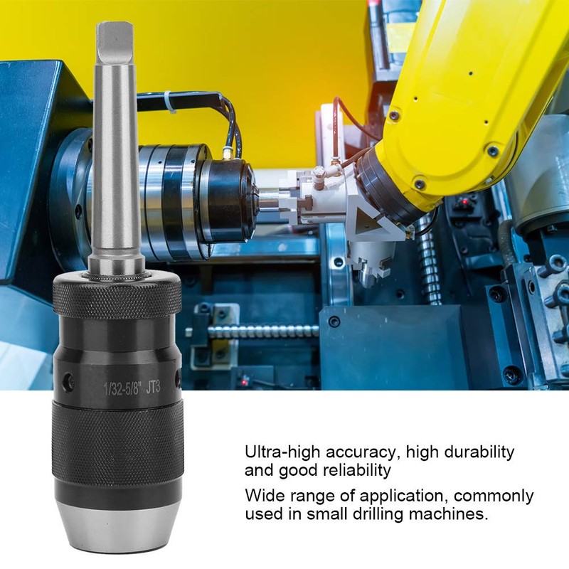 JT3 Keyless Drill Chuck, Self-Tightening, Heavy Duty, 1/32-5/8 Inch, HSS
