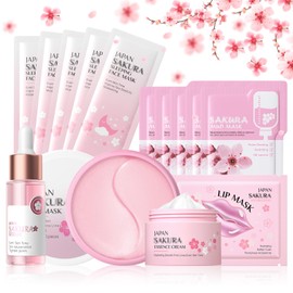 UOY Sakura Skin Care Set, 63 Pieces Sakura Face Care Set for Girls and Women, Moisture Sakura Skincare Set, Day Cream and Night Cream Skincare Set