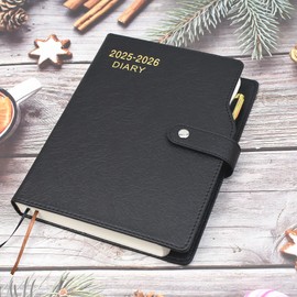 Academic Diary 2025-2026, 2025-2026 Diary A5 Page A Day from Jul 2025 to Jun 2026,Productivity Daily Planner With Monthly Tabs and Colorful Side Panels,with Pen Loop，Inner Pocket,6.7" × 8.5" (Black)