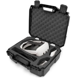 CASEMATIX Travel Case Compatible with Meta Quest 3 Elite Strap Bundle and Oculus Quest VR Gaming Headset & Accessories, Impact Resistant Shell and Precision Cut Shock Absorbing Foam Protects Meta 3