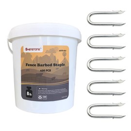 HENGTONG Steel Wire Fencing Staples (400Pcs), Galvanized Steel Fence Staple Nails, Heavy Duty U-Shaped Fasteners Staples Nails for Wire Mesh and Woven Fencing
