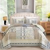 WONGS BEDDING Boho Quilt Set Queen, 3 Pieces Beige Patchwork