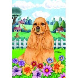 Best of Breed Cocker Spaniel Buff - Tomoyo Pitcher Spring Large Flag