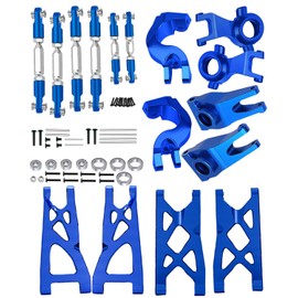 hopsupRC Upgrades Part for 1/10 Senton/Granite MEGA550 4X4,Alloy Suspension A Arms&Front Steering Block Knuckles & C-Hubs Caster Blocks & Rear Hubs&Adjustable Turnbuckles Camber Links,Navy Blue