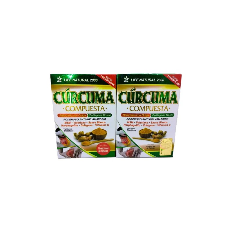 Cúrcuma Compuesta, Colageno, Life Natural, 2pack 120tabletas