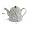 White Stoneware Teapot with Black Speckles & Gold Electroplating