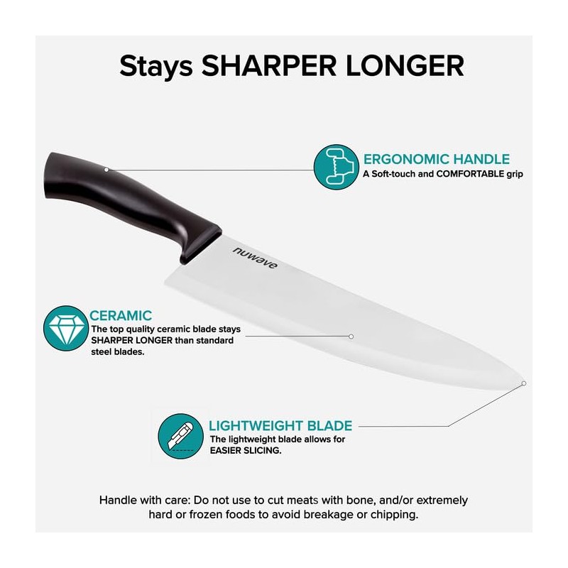 Nuwave 4-piece White Ceramic Set – Includes 3” Paring Knife,