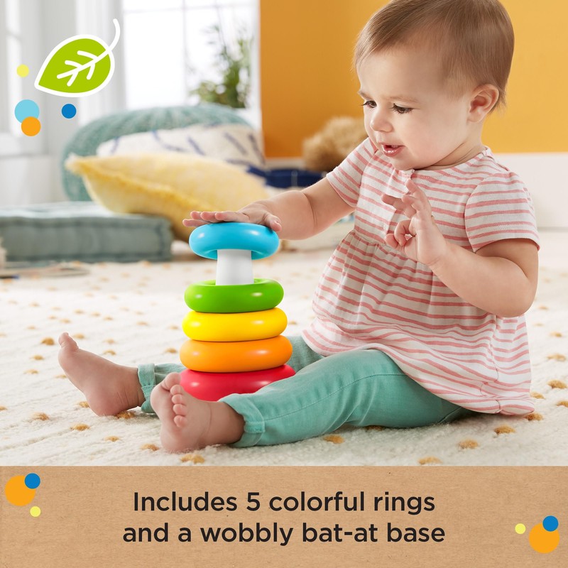Fisher-Price Rock-a-Stack Baby Toy, Classic Roly-Poly Ring Stacking Toy for