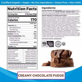 Orgain Protein Powder Organic Plant Based 50 Superfoods Creamy Chocolate 2.02 Lb 851770008631