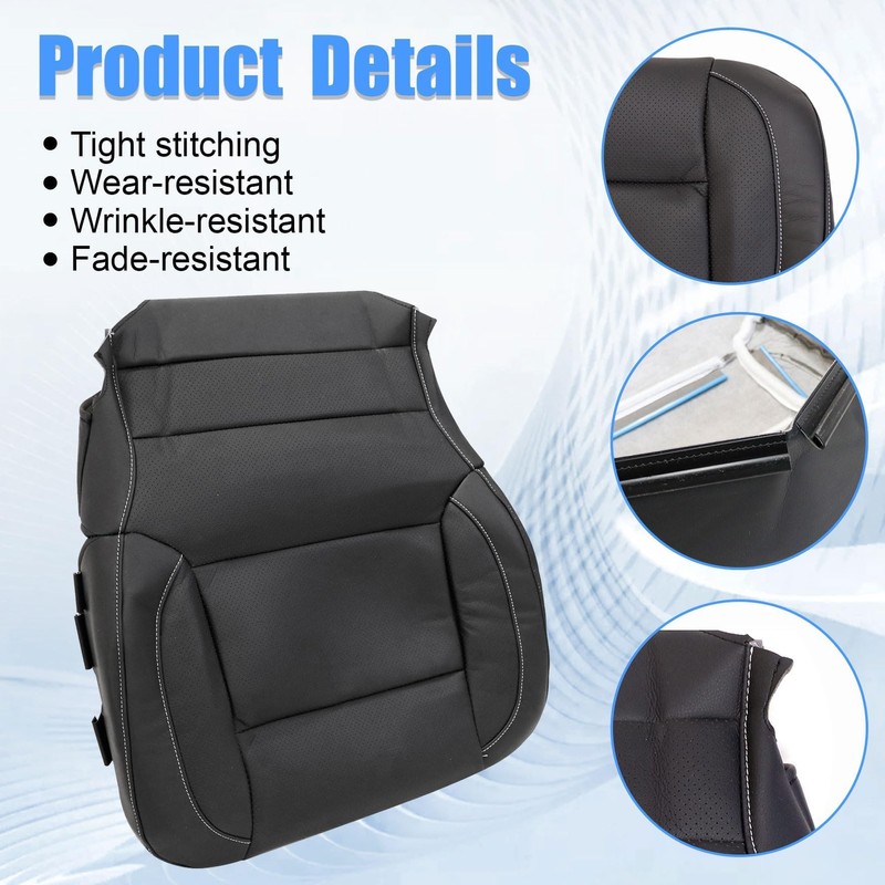 Mythoria Driver Side Bottom Replacement Leather Black Seat Cover Perforated