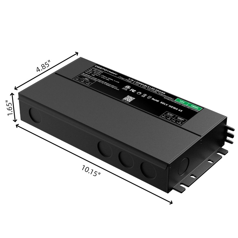 DEEPDYMMY 150W 12V Dimmable LED Driver,AC 110-277V to DC Transformer