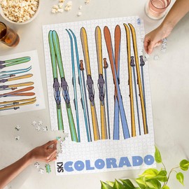 Lantern Press 1000 Piece Jigsaw Puzzle, Skis in Snow, Colorado