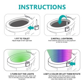 Toilet Night Light, Motion Sensor LED Night Lights,Two Modes with 8 Colors Changing Toilet Bowl Night Light for Bathroom Washroom, Fits Any Toilet Size (Pack of 6)