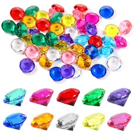Gemstones for Children, About 285 Pieces 20 mm Acrylic Diamonds Decoration Colourful, Acrylic Children's Pirate Gemstones, Colourful Acrylic Crystal Stones for Pirate Gemstones, Table Decorations,