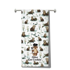 MYSOMY Otter Kitchen Towels Otter Kitchen Gifts Sea Otter Dish Towels Otter Get Cookin' Otter Kitchen Accessories (Otter Get Cookin kt UK)