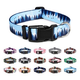 Mercano Adjustable Dog Collar - Special Design Patterns, Soft Nylon Comfortable Durable Pet Collar for Small Medium Large Dogs (L, Snow Valley)