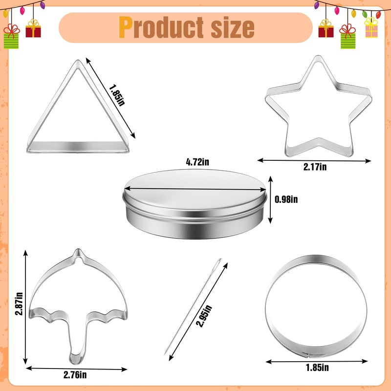 Honeydak 6 Pcs Stainless Steel Cookie Cutters, National Sugar Cookie