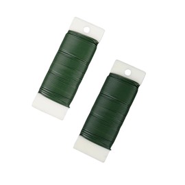 Yuzhiye Green Wreath Wire, 25#, Painted Iron Wire, 166.3 ft (50 m), Bouquet, Artificial Flowers, Flower Materials, Gardening Supplies, Christmas Crafts, Set of 2 (Green, 0.02 inch (0.5 mm) Thick,