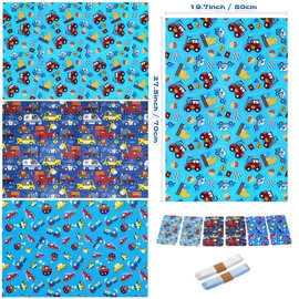Wrapping Paper Children Boys Wrapping Paper Birthday Police Car Fire Engine Ambulance Tractor Animals Cartoon Car Digger Elephant Blue Gift Paper Children's Birthday Paper Set