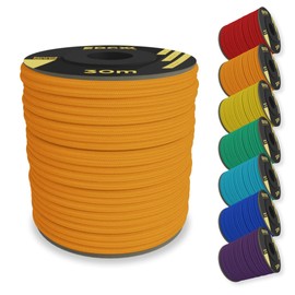 EDCX 4mm Nylon Paracord 550 30m (100 feet) - Type III, 100% Nylon Rope, 7 Strand Rope, 4mm Nylon Rope in Solid Colors (Orange Yellow, 30 m)