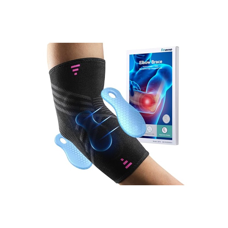 Fitomo Elbow Support, Elbow Brace Tennis and Golfer with 2