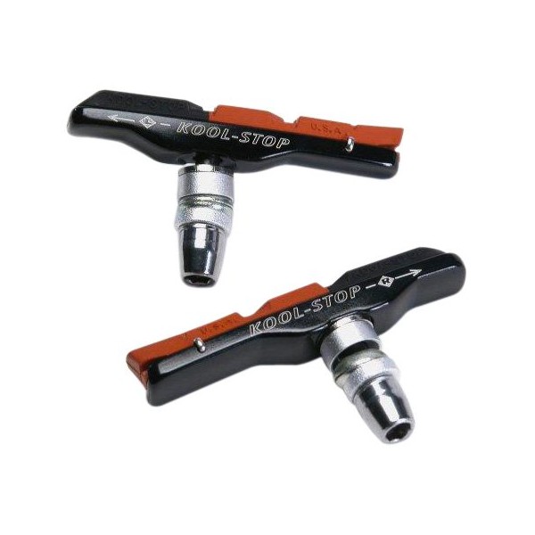 Kool Stop Bicycle V-Type Holder with Brake Pads (Dual Compound) , Salmon/Black