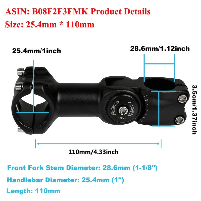 Yizhet Bicycle Handlebar Extension 31.8 mm/25.4 mm 0 ~ 120°