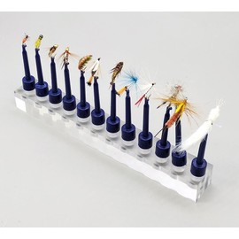 KTGCOZS Pack of 12 Acrylic Fishing Flies Display Stand Fly Tying Lure Holder Hook Clips Storage New