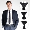 FUIPVGI 3 Pieces Black Tie for Men's,Clip-on Ties Solid,Men's Clip