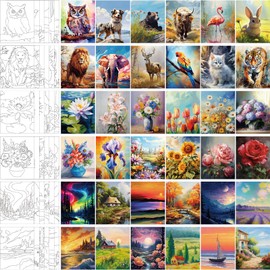 Harloon 36 Pcs 8 x 10 Inch Pre Drawn Canvas for Painting Afro Queen Pre Stretched Canvas Painting for Adults Kids Pre Drawn Canvas Outline for Sip and Paint Party Supplies Favor (Mixed Style)