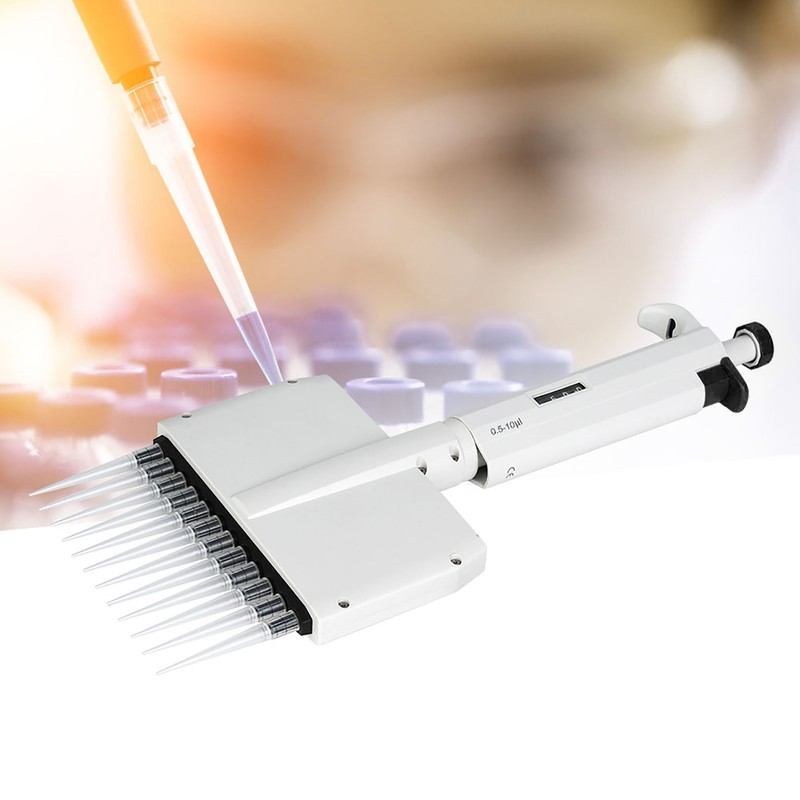 12 Channel 0.5-10μl Manual Adjustable Pipette Micro Transfer Pipette Pipet