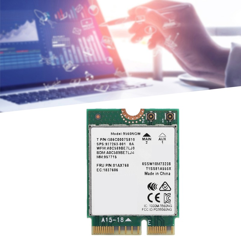 Wireless Network Card Bluetooth5.0 802.11ac M.2 Wifi Adapter with Antenna