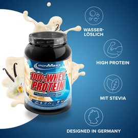 IronMaxx 100% Whey Protein Powder, French Vanilla, 900 g Tub, Low-Sugar, Water-Soluble Protein Powder Made from Whey Protein, Many Different Flavours