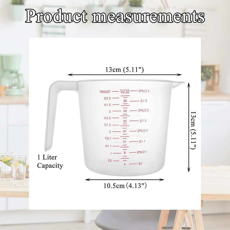LDHHYH 12pcs Measuring Jugs 1 Litre, Kitchen Measuring Jug with