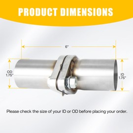 QYFNB Exhaust Flange Repair Piping Kit 1.75" OD with Gasket and 2 Bolts for Quick Fix Repair, Universal Stainless Steel Exhaust Flange Pipe