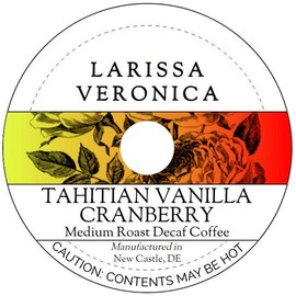 Tahitian Vanilla Cranberry Medium Roast Decaf Coffee (Single Serve K-Cup Pods) (Gourmet, Naturally Flavored, Whole Coffee Beans) (12 pods, ZIN: 575737)