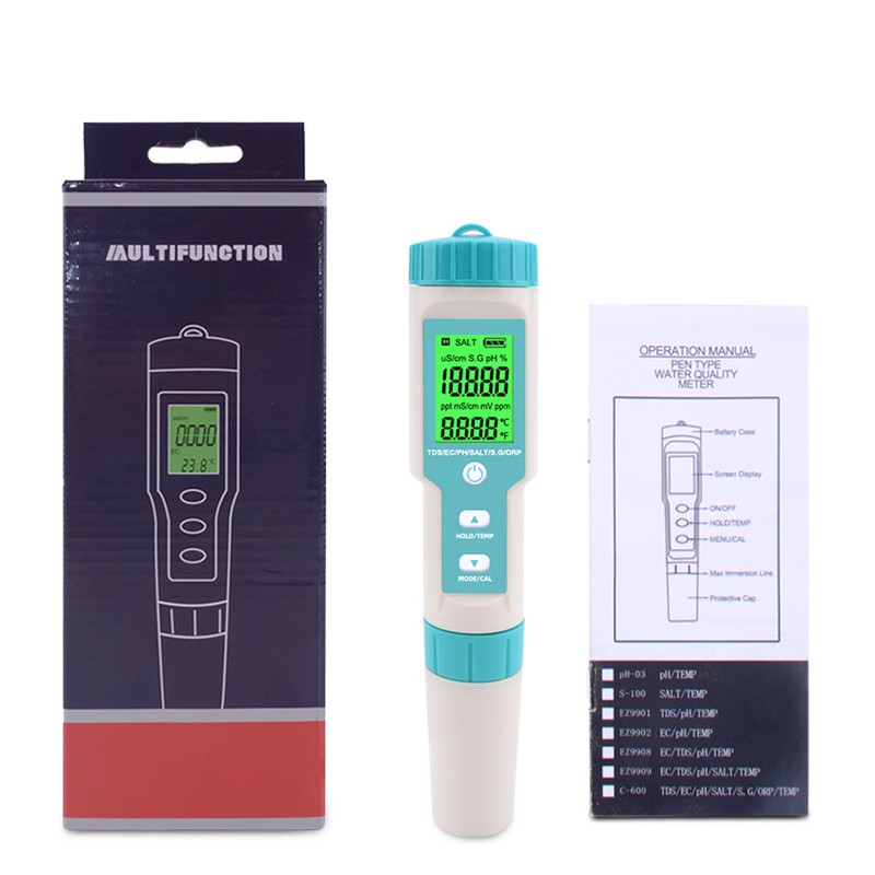 7 in 1 PH/TDS/EC/ORP/S.G/Salinity/Temperature Multi-Parameter Pocket Water Quality Tester with
