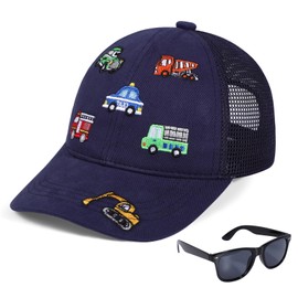 BEARAE Toddler Baseball Hat Sunglasses Set, Kids Baseball Cap Hats with Sunglasses, Baby Ball Cap Sun Hat for Boys Girls 3-8 Navy