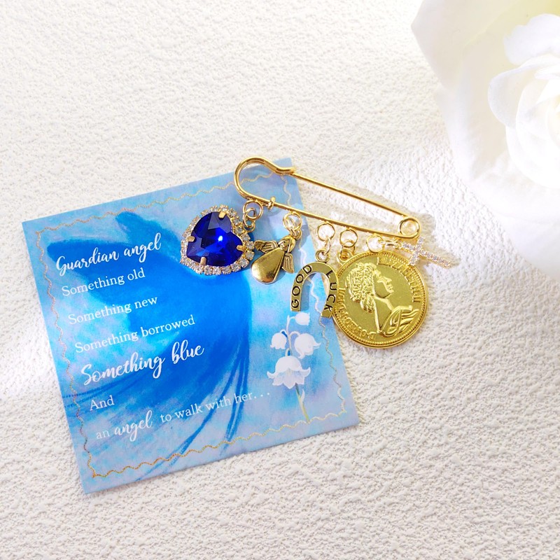 Gowvvxu Something Blue Pin for Bride, Bridal Bouquet Charm Cross