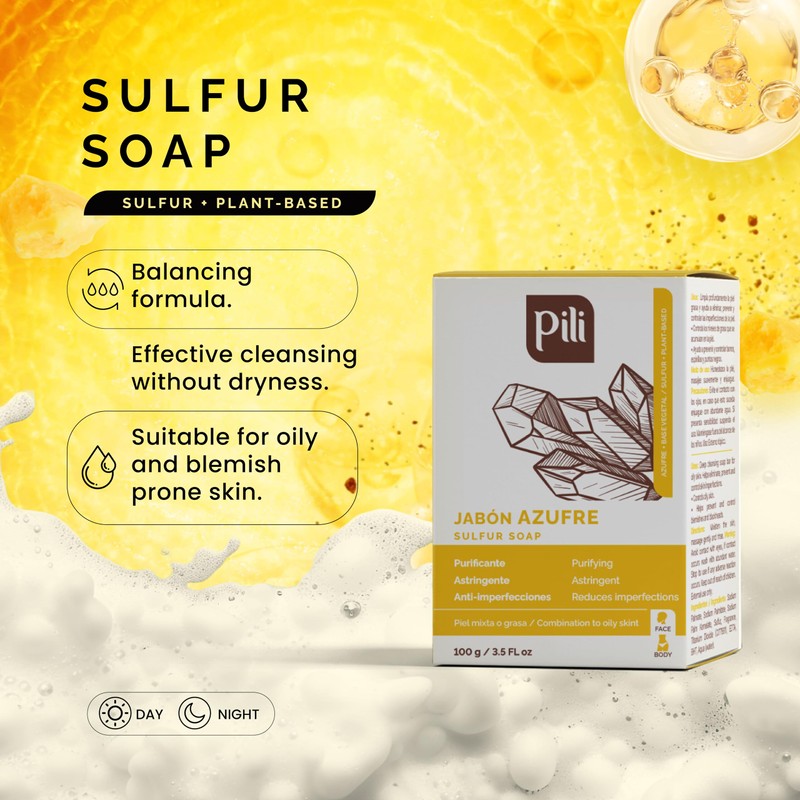 Pili Natural Sulfur Soap Bars (3 Pack) Jabón de azufre