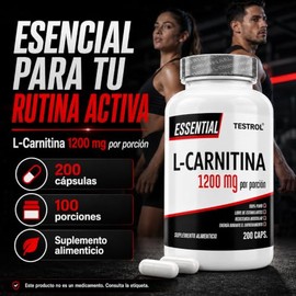 L-Carnitina Tartrato 1200 mg por Porción, 200 Cápsulas, 100 Porciones, Pre Entreno sin Cafeína ni Estimulantes para Fuerza y Cardio, Hombres y Mujeres