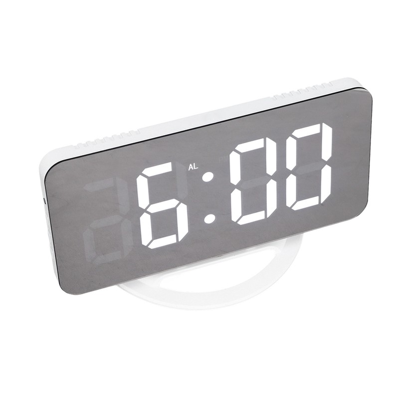 LED Digital Alarm Clock USB Charging Mirror Clock with 4