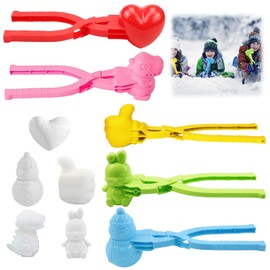 Giugio Pack of 5 Snowball Shaper, Snowball Maker, Winter Snowball Shape Toy, Snowball Clip, Plastic Sandball Maker, Winter Outdoor Toy for Children to Play in the Snow (D)