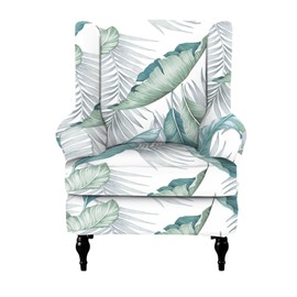 CRFATOP Wingback Chair Covers 2 Pieces Stretch Printed Wing Back Chair Cover Sofa Slipcover Washable Wingback Armchair Slipcovers Furniture Protector with Elastic Bottom for Wingback Chairs,39